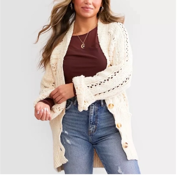 🆕Free People Cable Cardigan Sweater - Picture 12 of 15